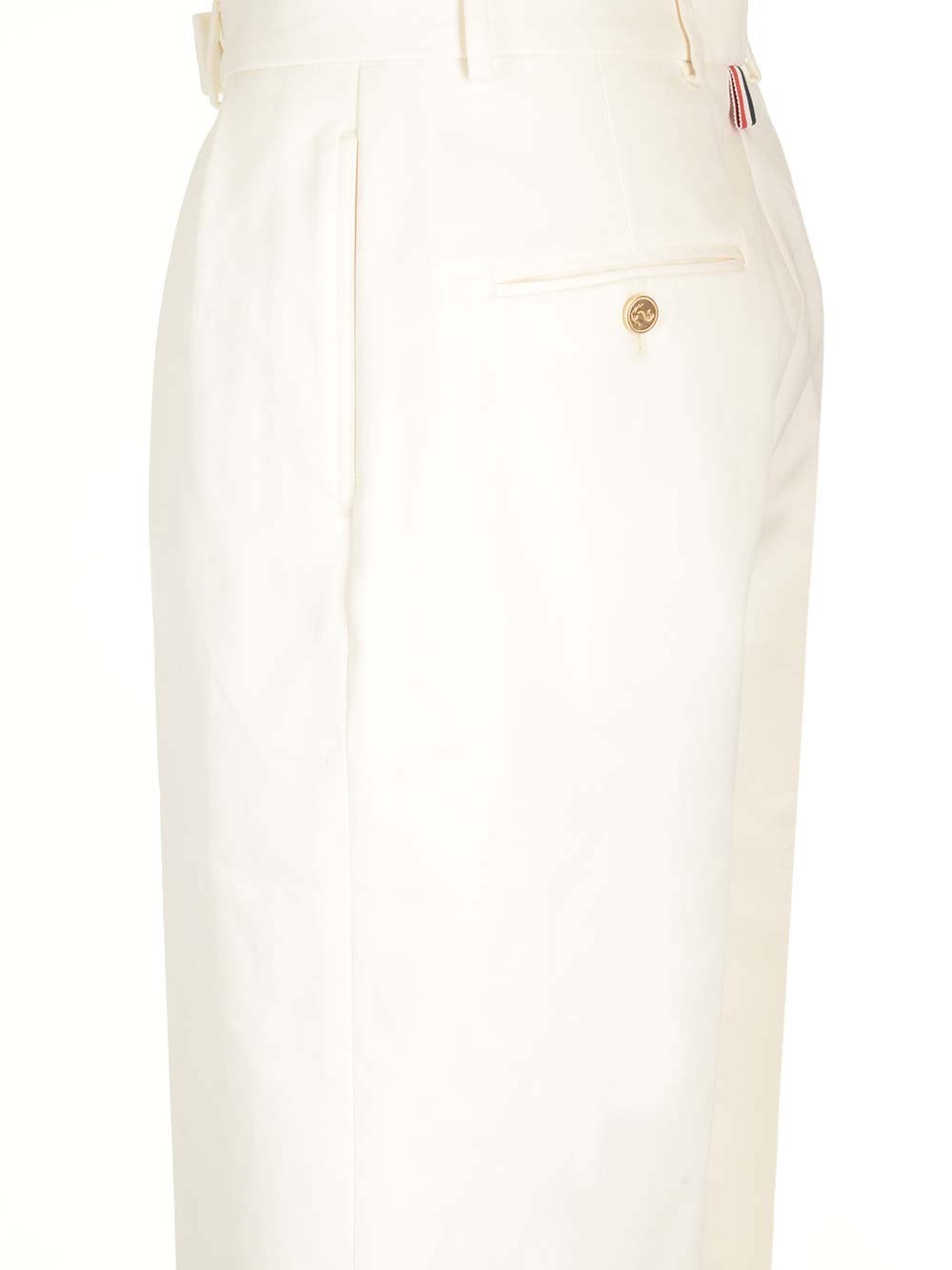 Thom Browne Wide-leg Cotton Trousers In White