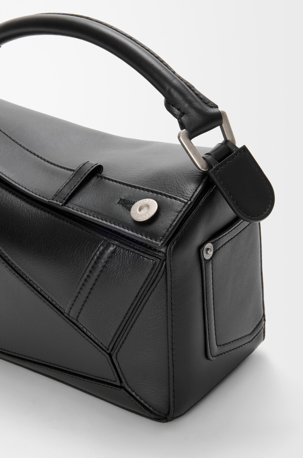 Loewe Panta Small Puzzle Bag In Shiny Calfskin In Black