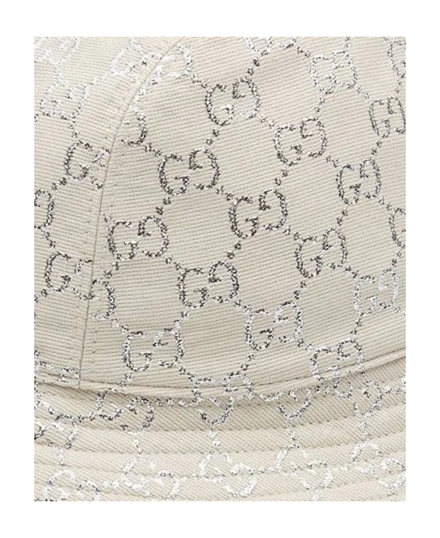 Gucci Metallic Logo-jacquard Bucket Hat In White
