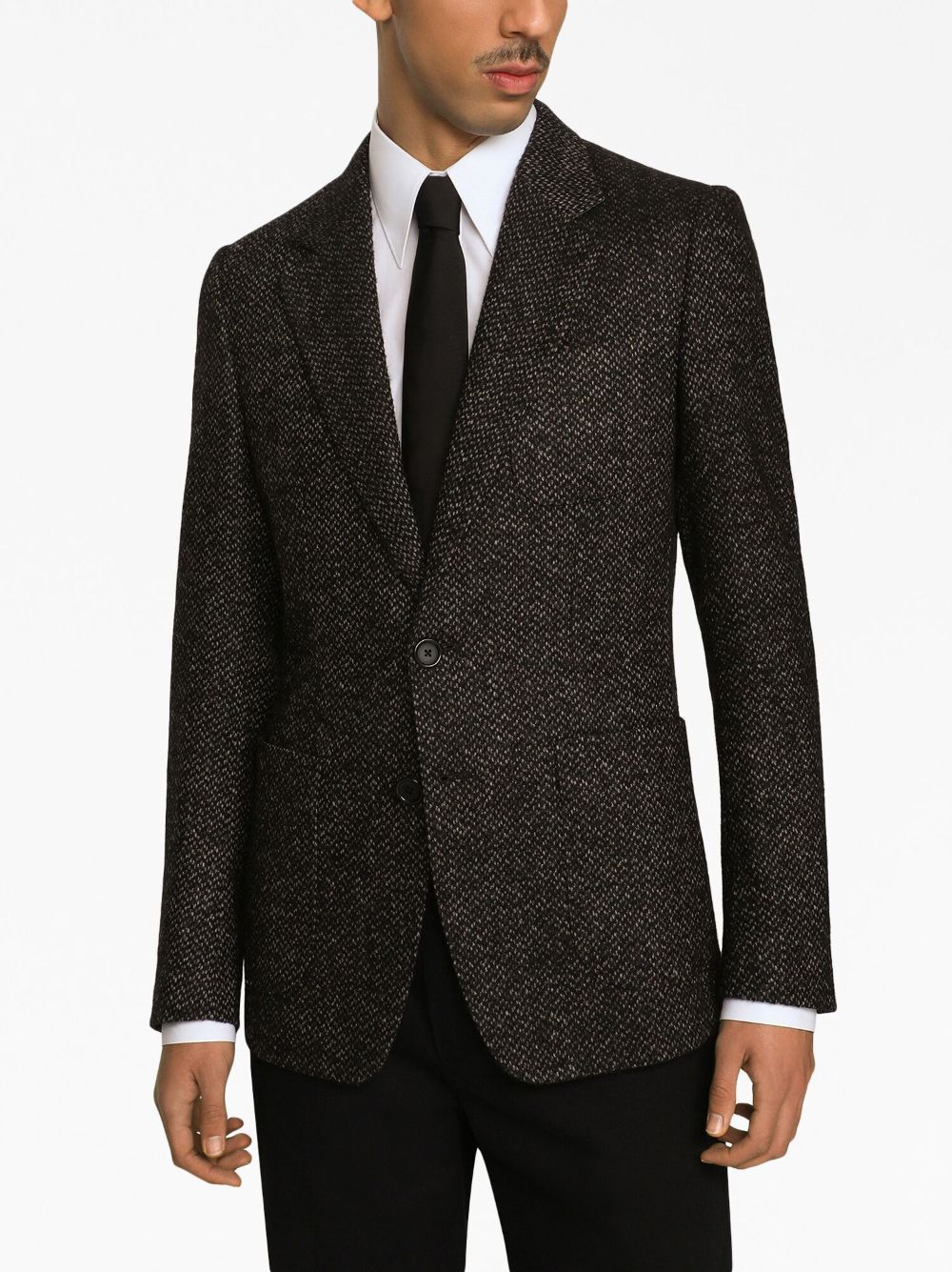 Dolce & Gabbana Dark Grey Tweed Single Breasted Jacket In Black