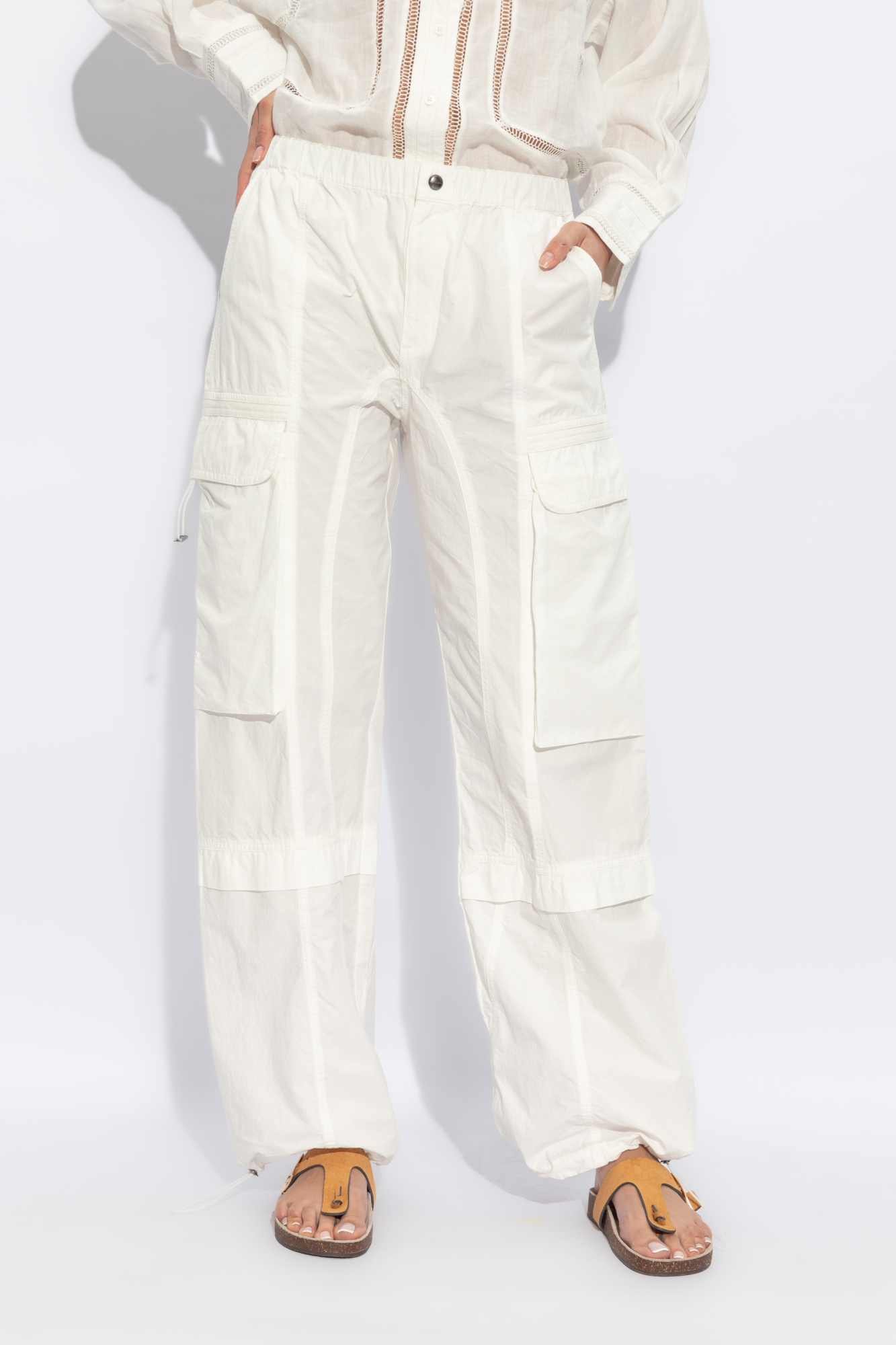 Allsaints Barbara Adjustable Cuffed Cargo Trousers In White