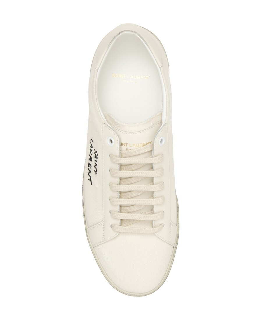 Shop Saint Laurent Classic Sl/06 Embroidered Sneakers In White