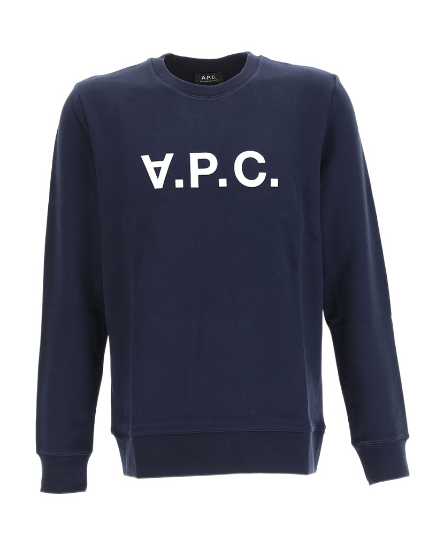 Apc Round Neck Sweatshirt With Printed Logo Blue In Black