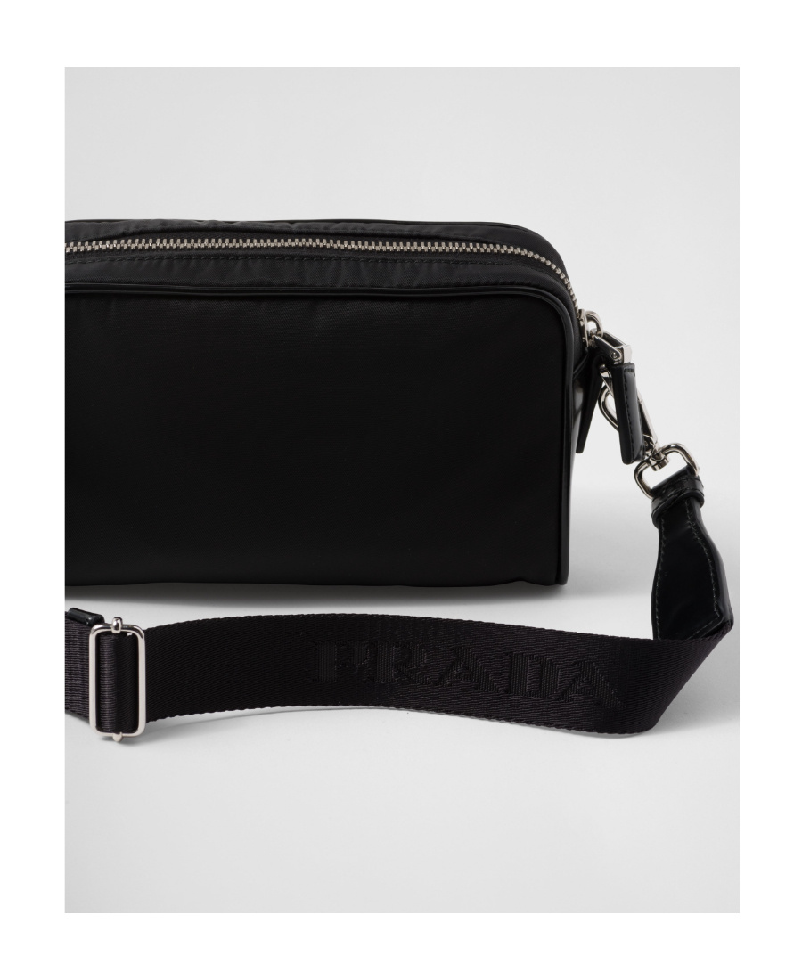 Prada Re-nylon And Brushed Leather Shoulder Bag In Black