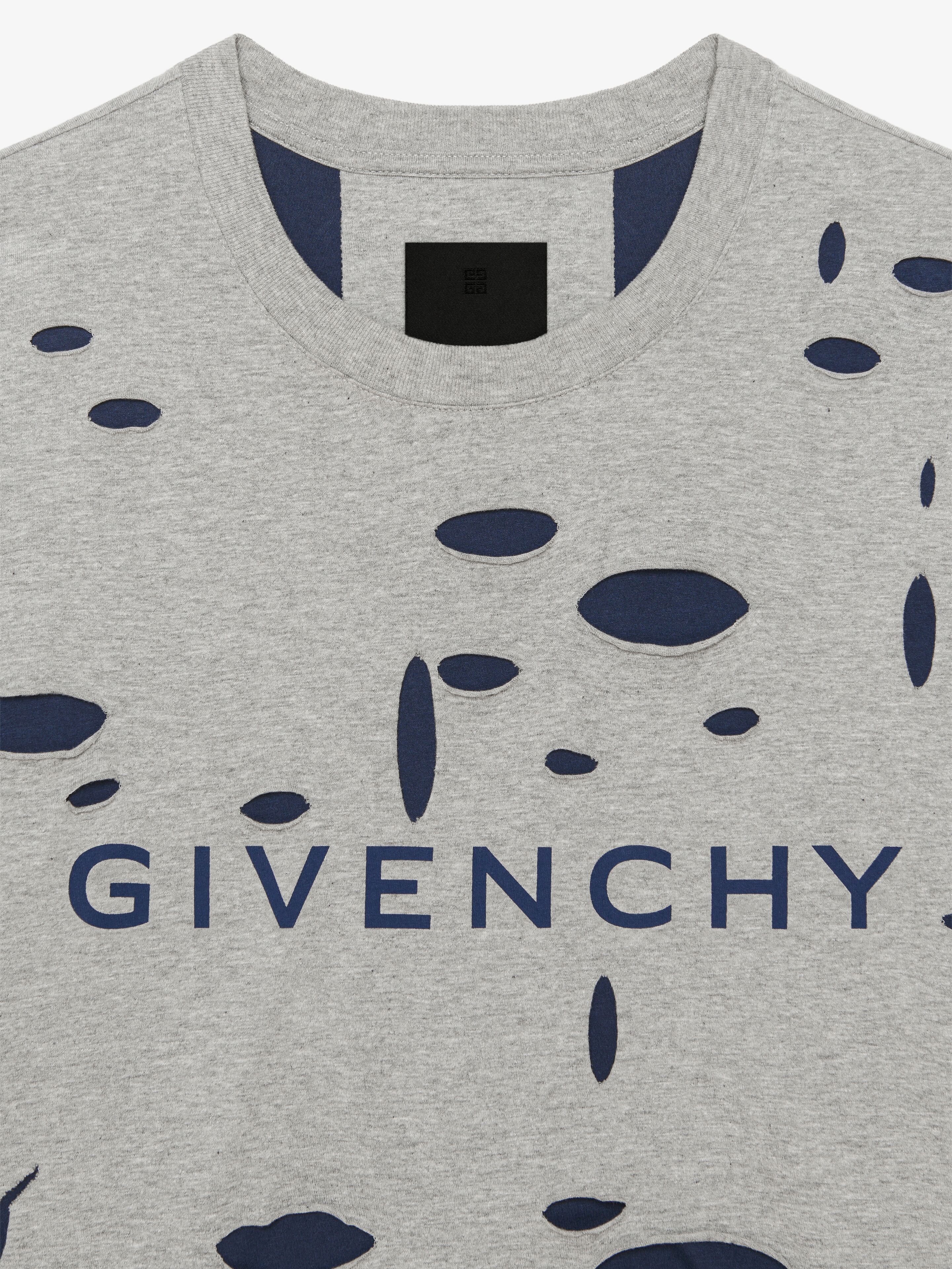 Shop Givenchy Oversized T-shirt In Destroyed Cotton In Gray