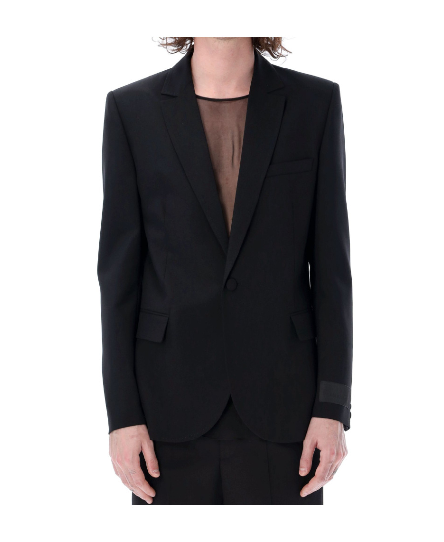 Valentino Logo-patch Single-breasted Blazer In Black
