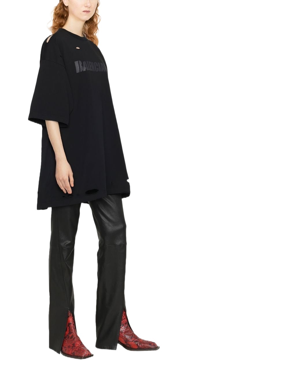 BALENCIAGA T-SHIRT CAPS BOXY FIT DA DONNA IN NERO