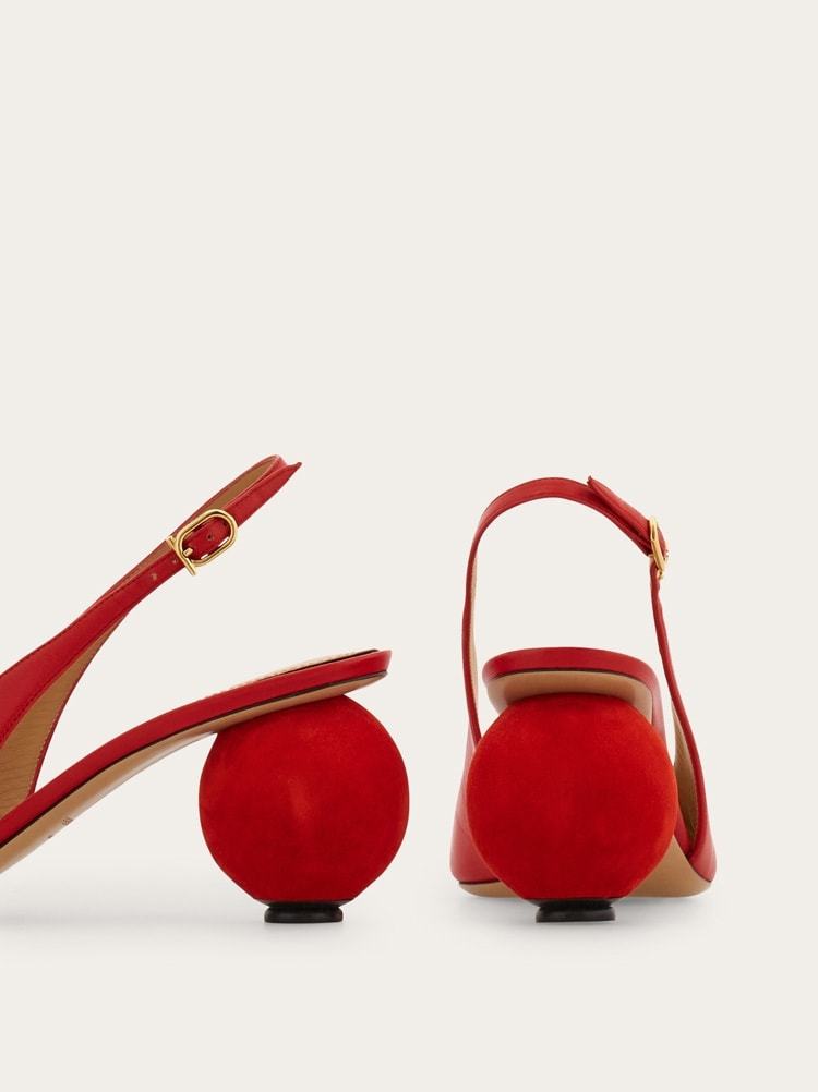 Ferragamo Spherical Heel Slingback Pump In Red