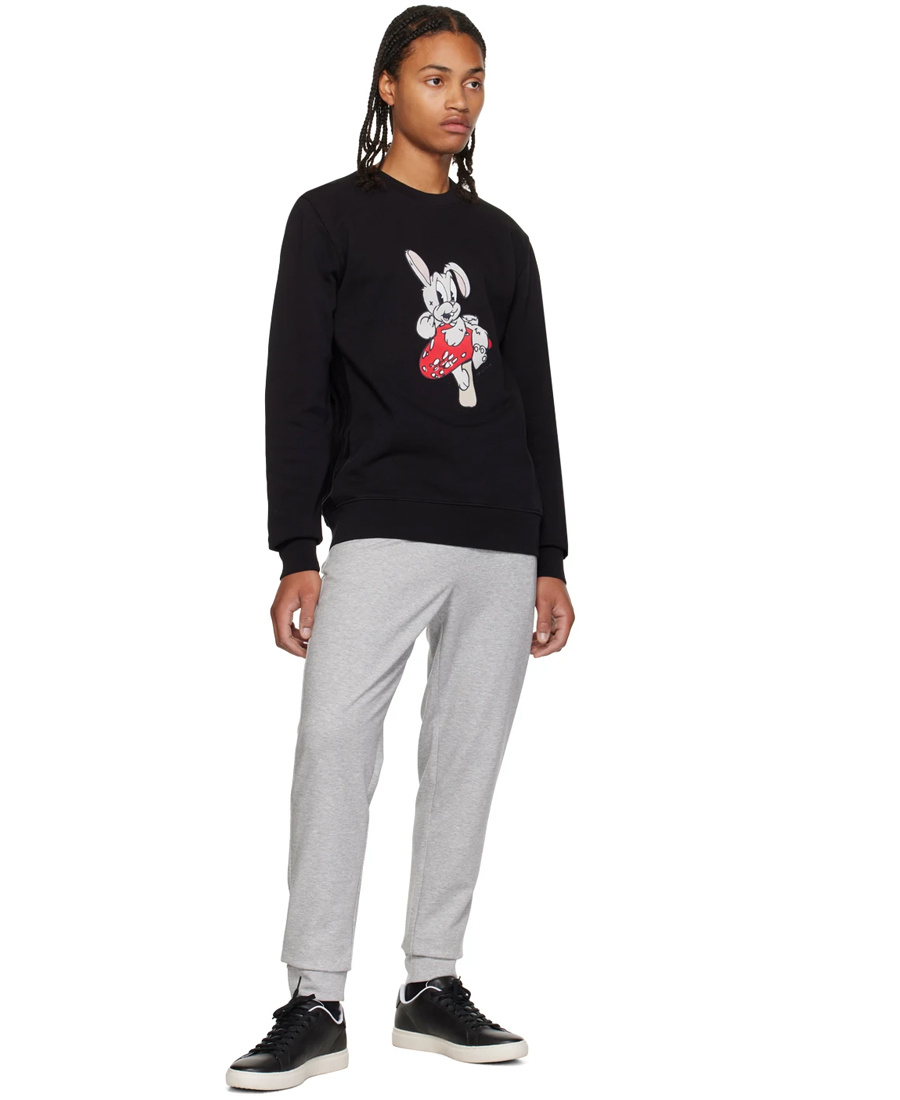 Ps By Paul Smith S By Paul Smith Mens Grey Melange Zebra Brand-embroidered Organic-cotton Jogging Bottoms Xl In Gray