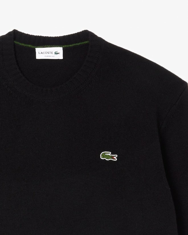 Lacoste Mens Crew Neck Fleece Sweatshirt In Black