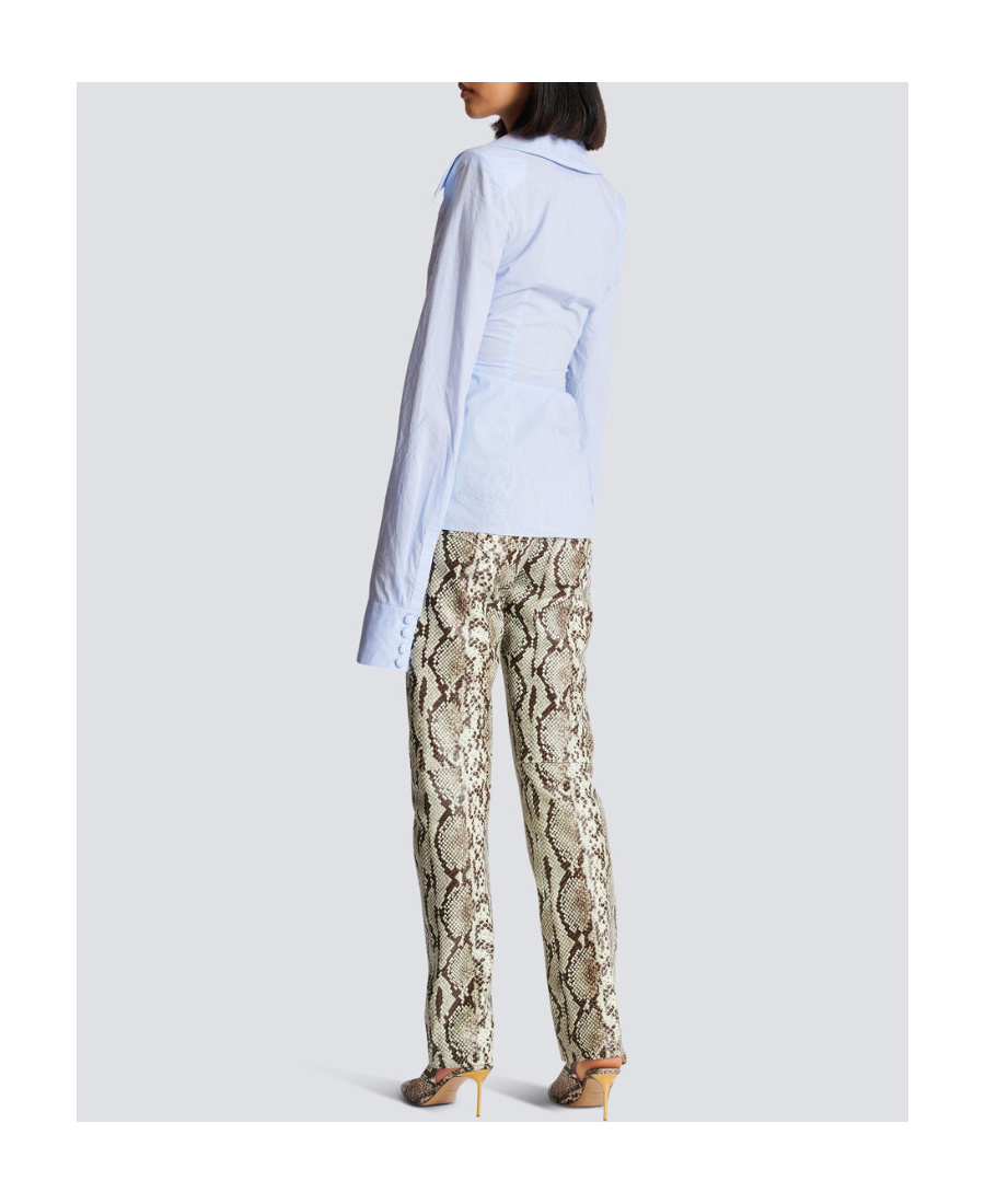 Balmain Women's Camisa Anudada Lazo Drapeado Shirt In Blue