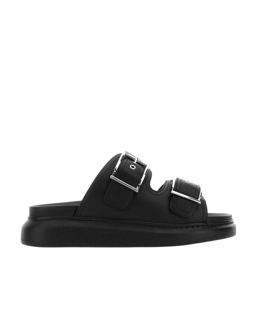 Alexander Mcqueen Double-strap Flat Sandals In Black