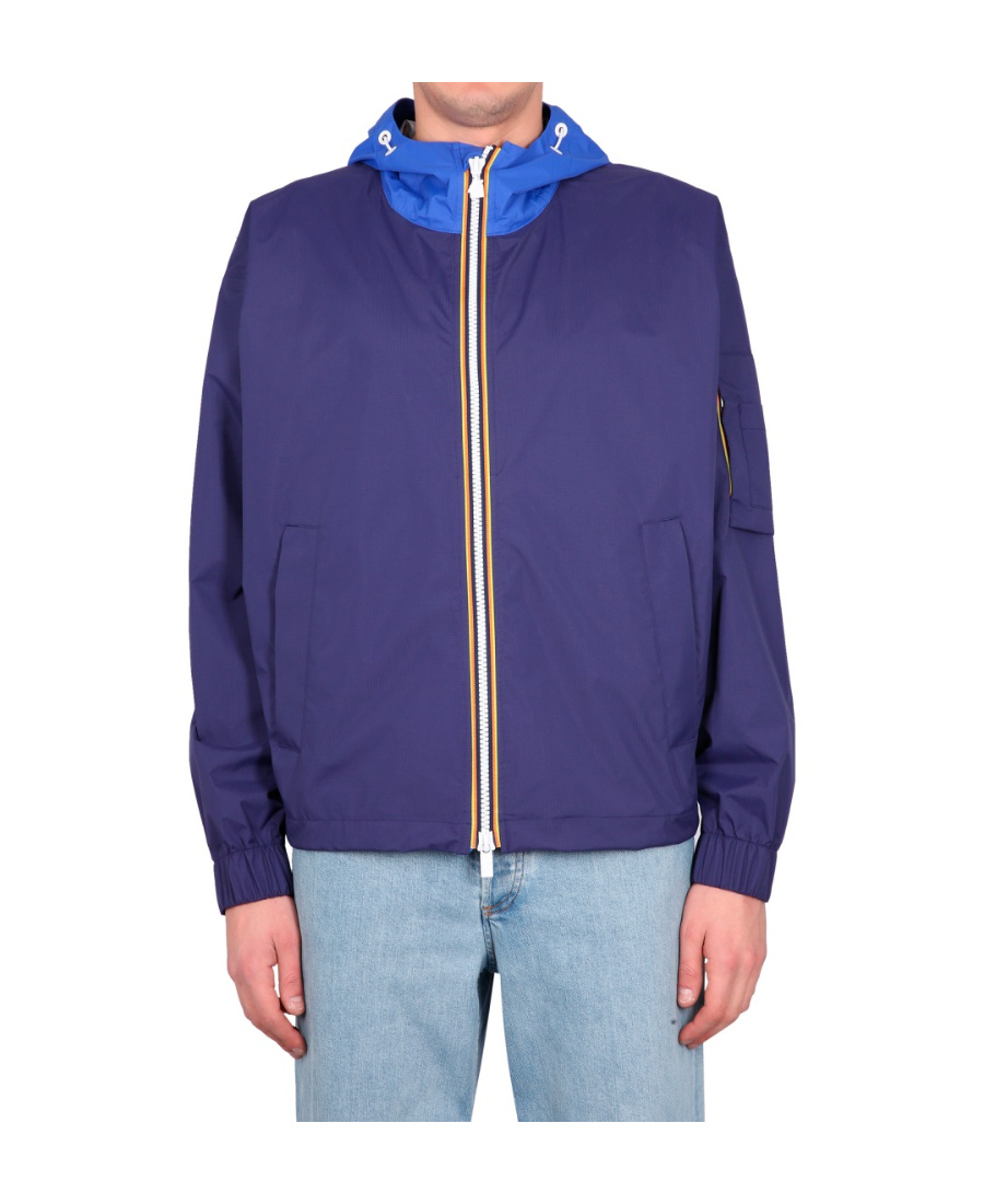 K-way Hooded Zipper Casual Jacket In Blue