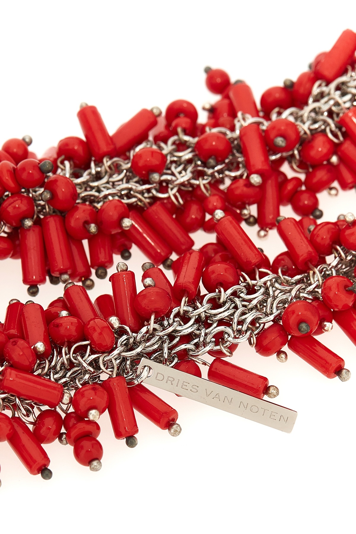 Dries Van Noten Layered Beaded Necklace With Silver Chain