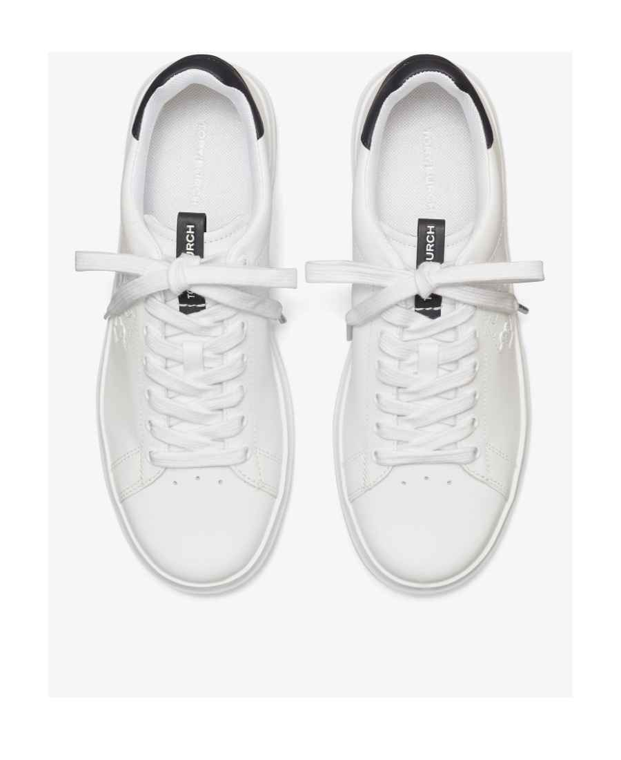 Tory Burch Double T Howell Leather Sneakers In White