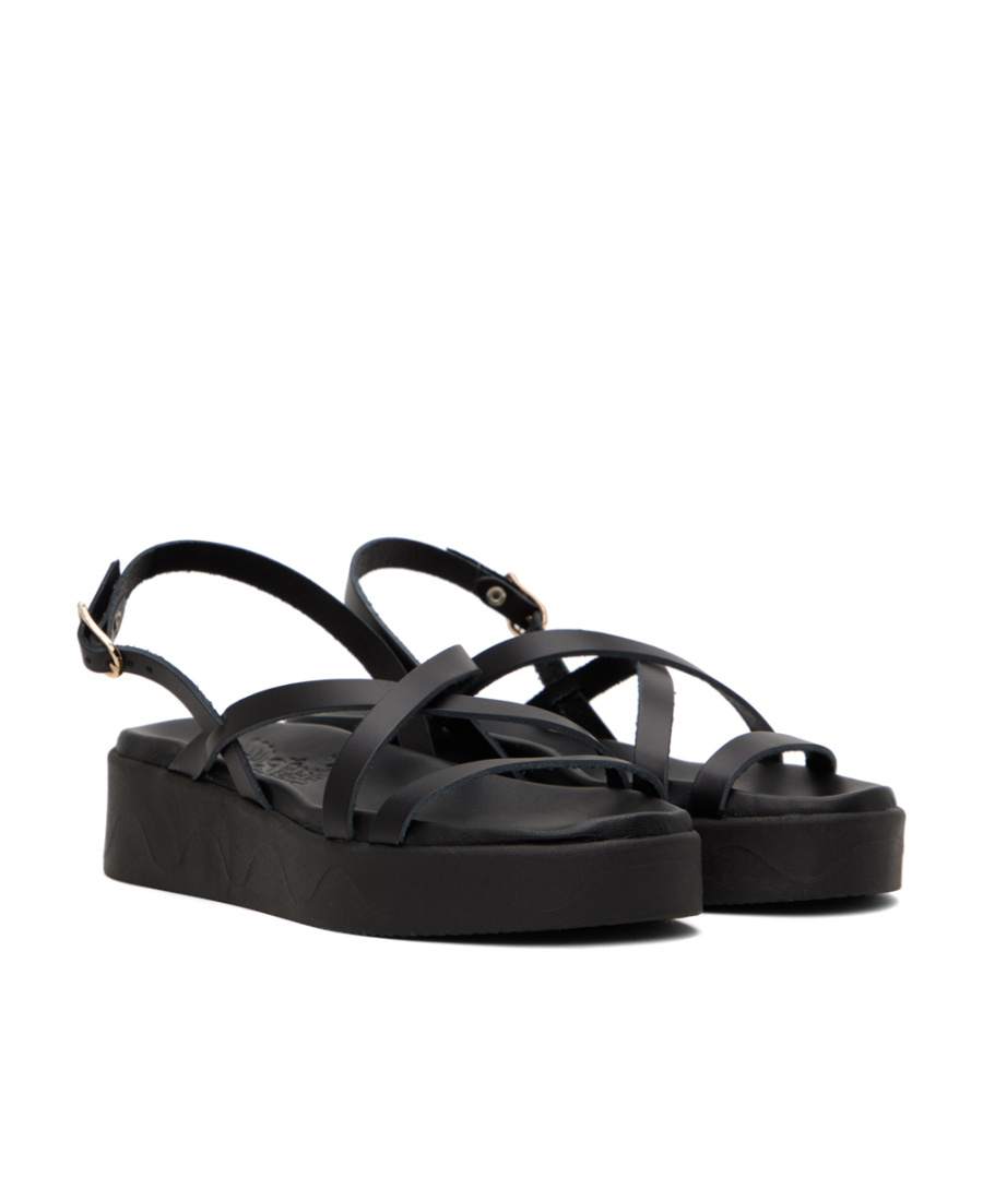 Ancient Greek Sandals 30mm Crossover Platform Sandals In Black