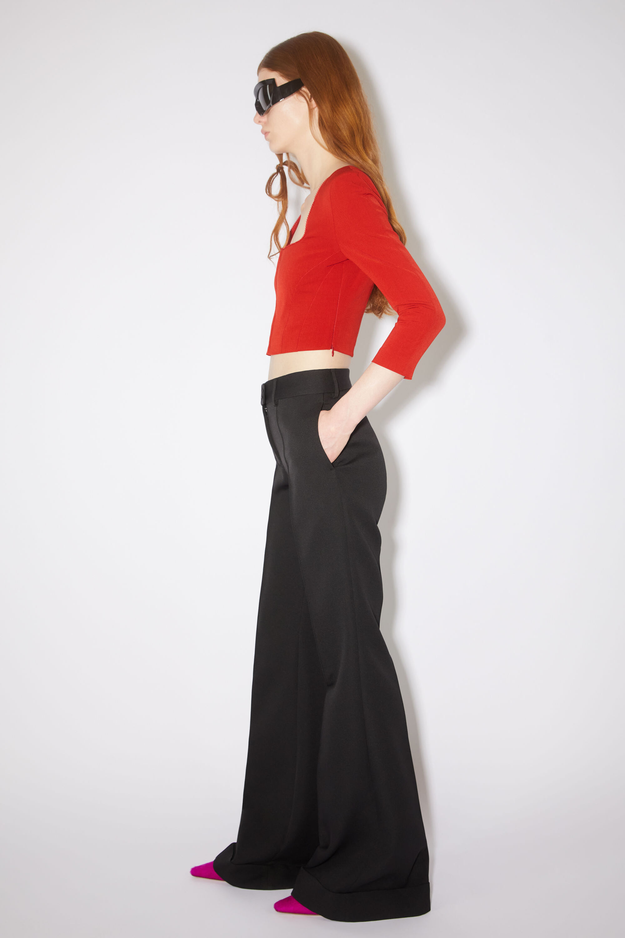 Acne Studios High-waisted Trousers In Black