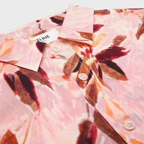 Celine Relaxed Shirt In Crepe De Chine In Pink