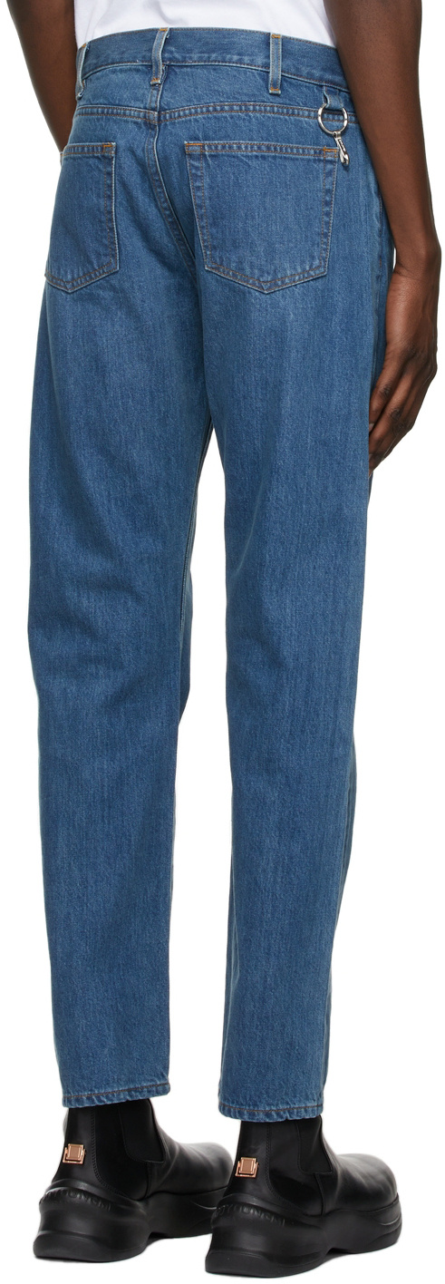 Helmut Lang Blue Logo Jeans In Animal Print
