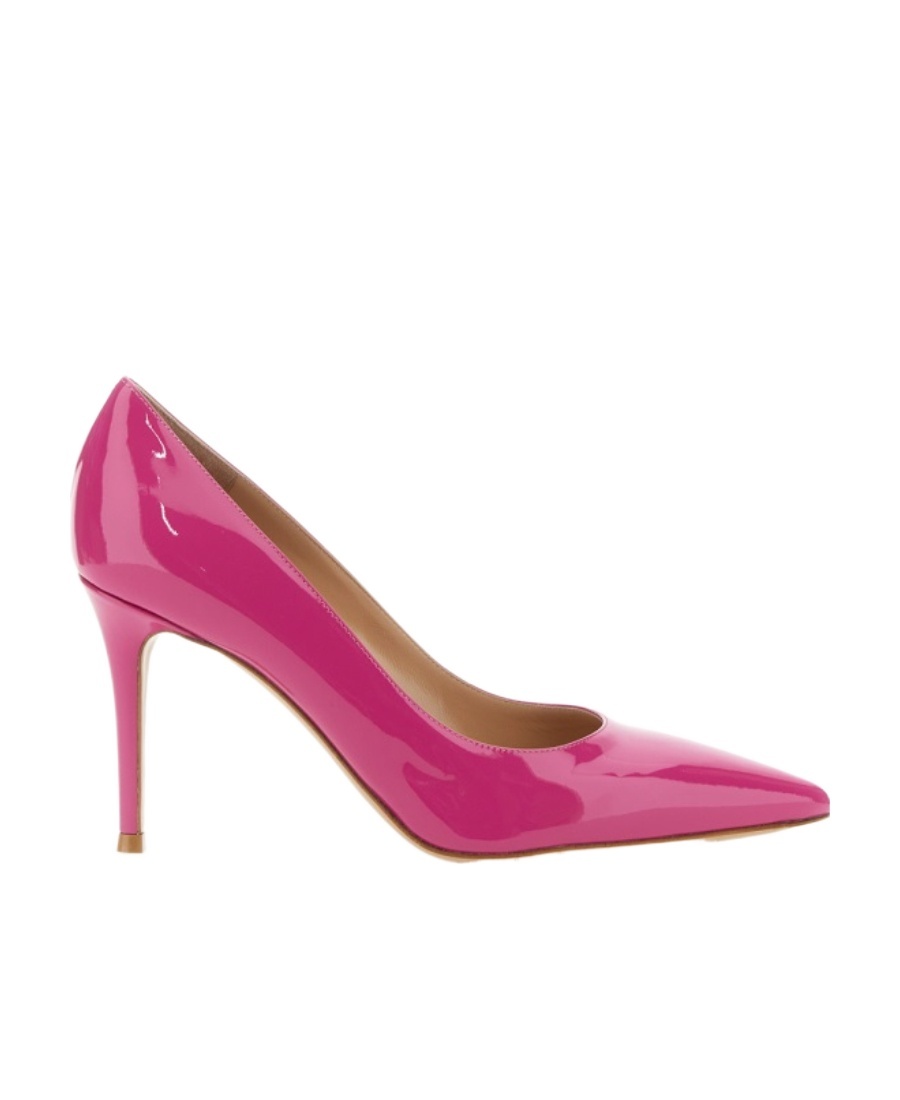 Gianvito Rossi Glossy Leather Pointed Toe Stiletto Heel Pumps In Pink