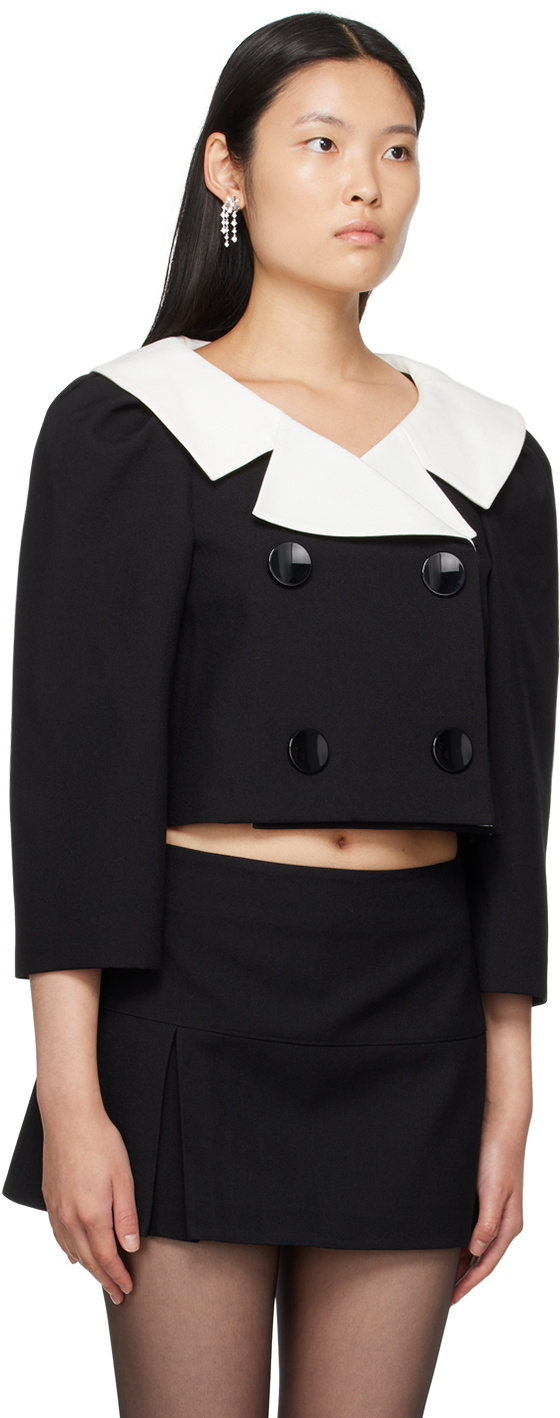 Shushu-tong Double-breasted Wool Blazer In Black