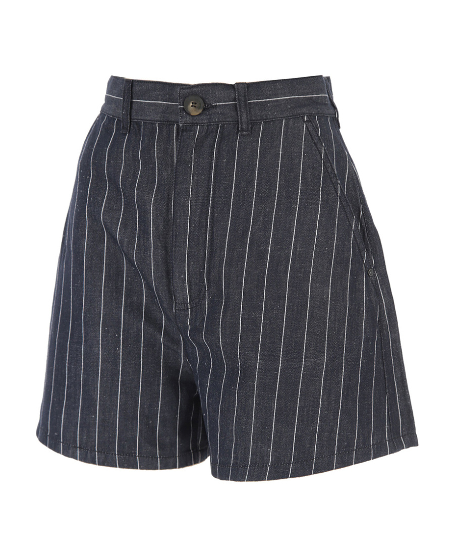 Emporio Armani Striped High-waisted Shorts In Black