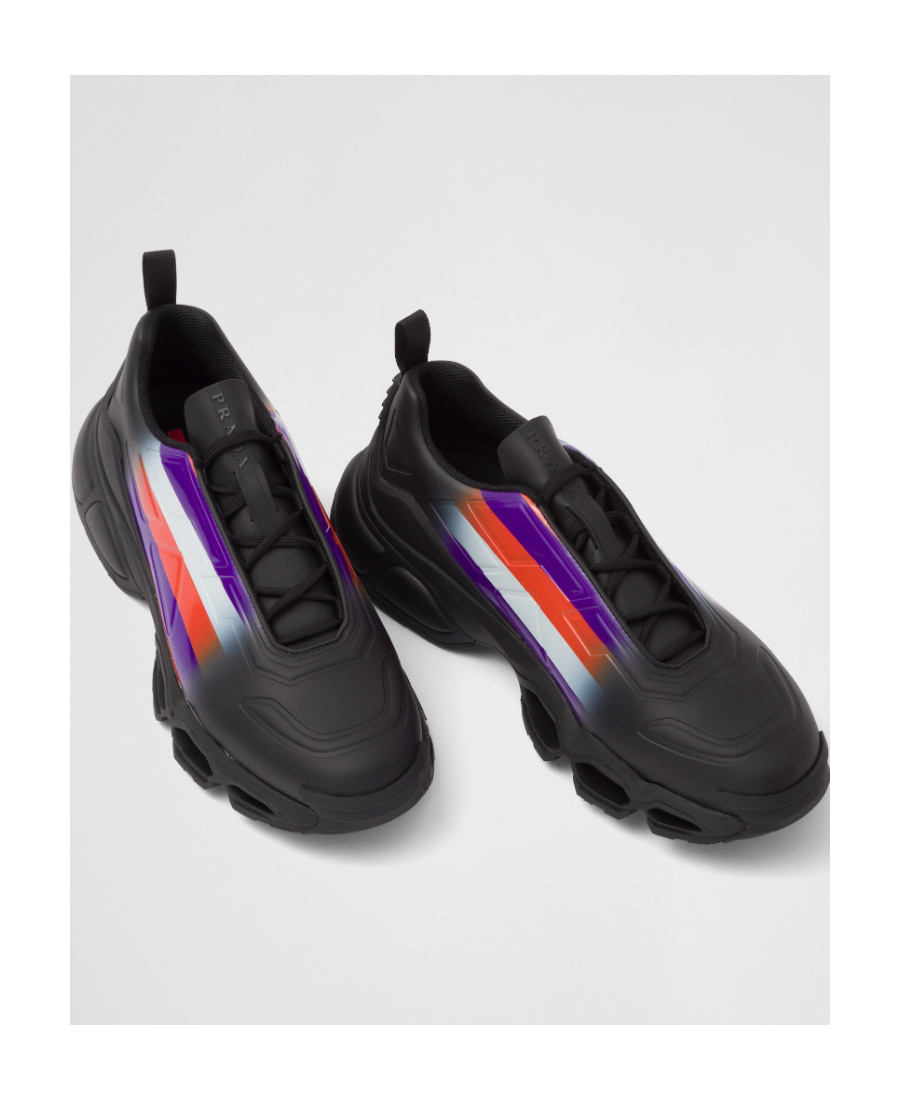 Prada Bold Design Rubber Cross Sneakers In Black