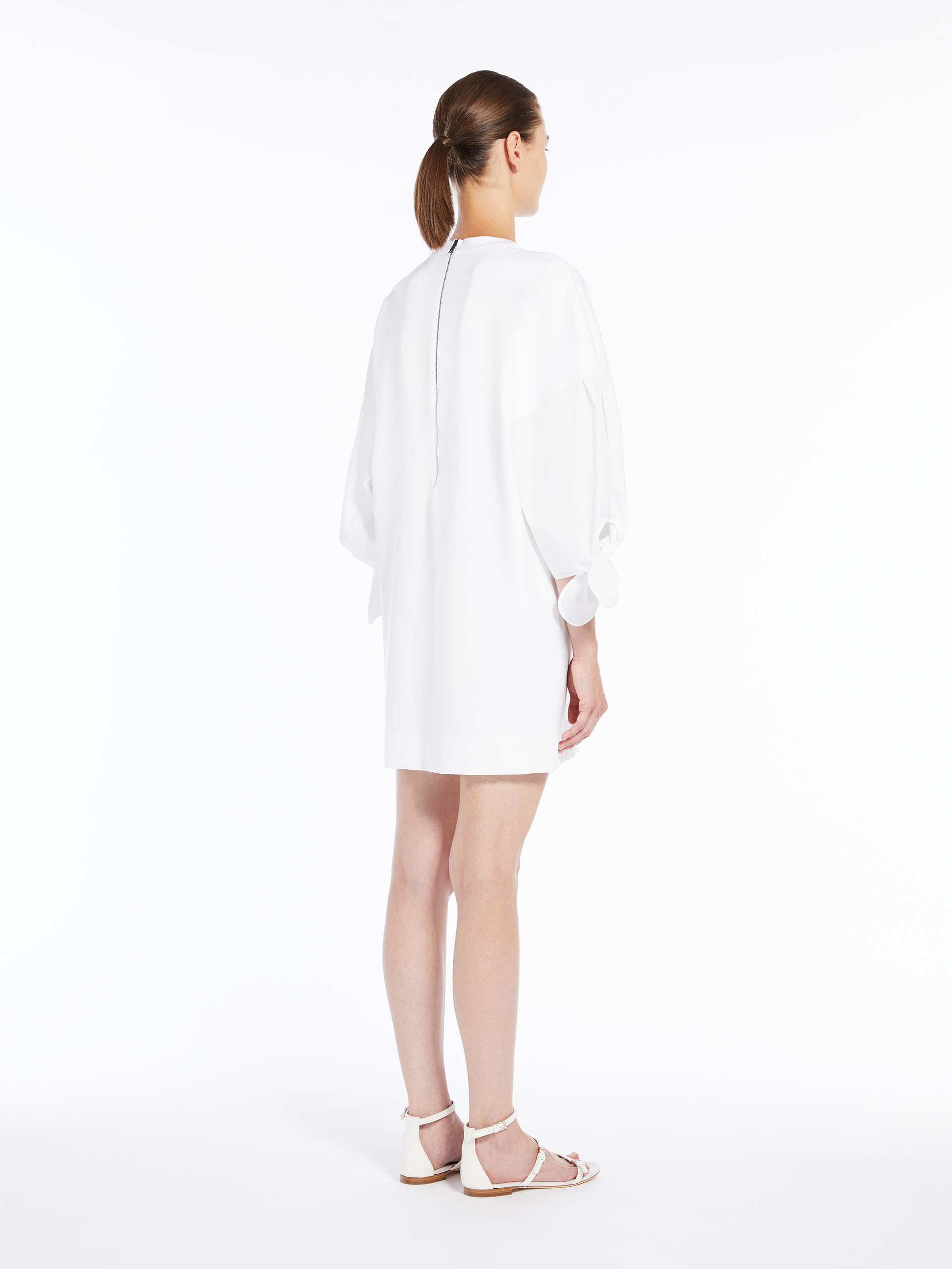 Max Mara Cotton Poplin Lace-up Mini Dress In White