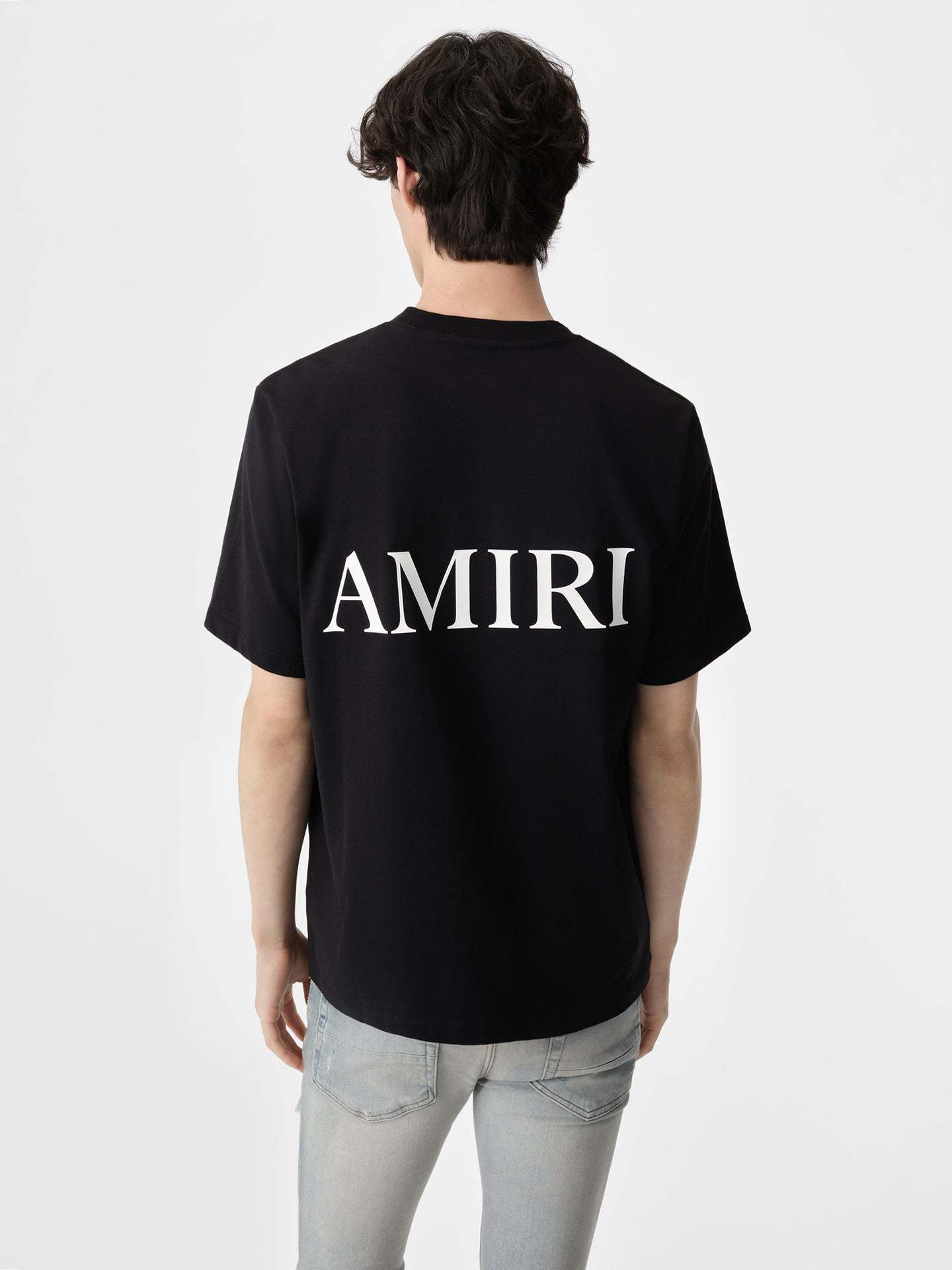 Amiri Jazz Wolf Black Crewneck T-shirt With Logo Lettering On The Front And Maxi Print On The Rear In Cott In Black