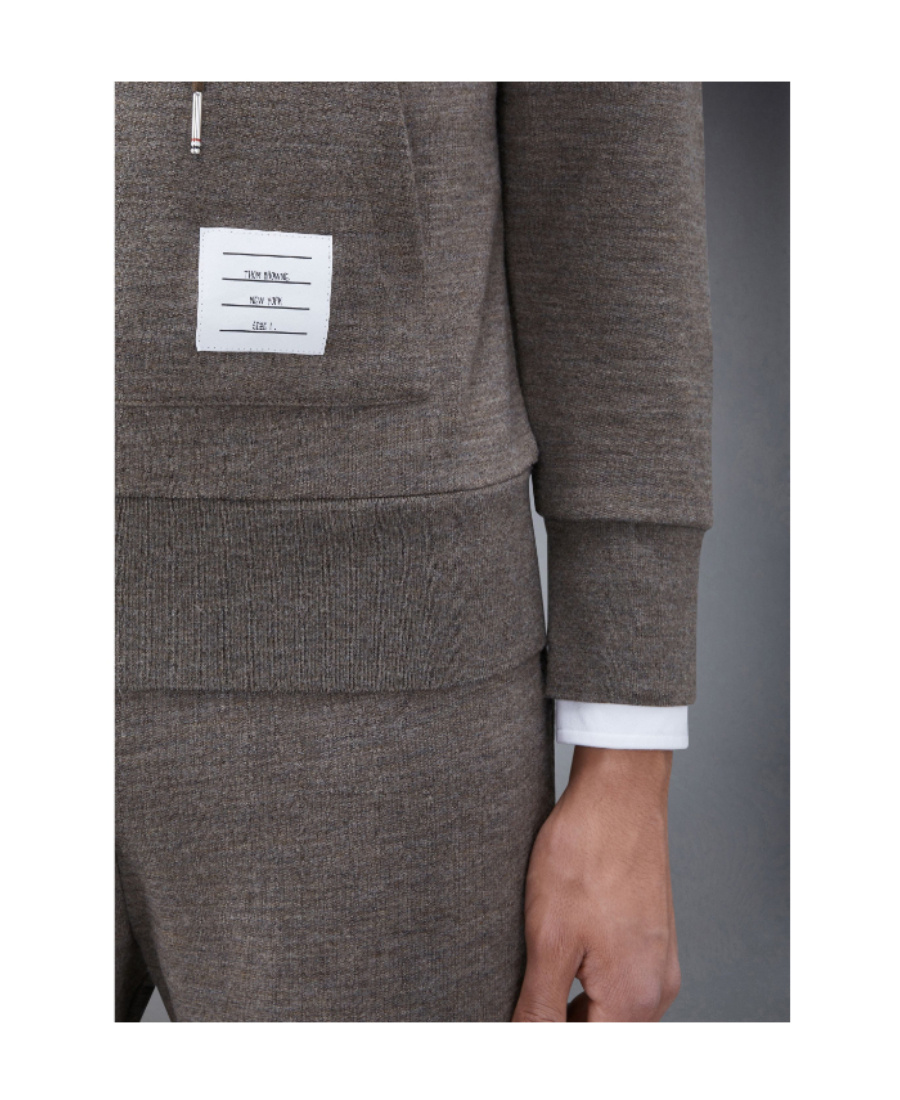 Thom Browne Stripe-detail Knit Hoodie In Gray