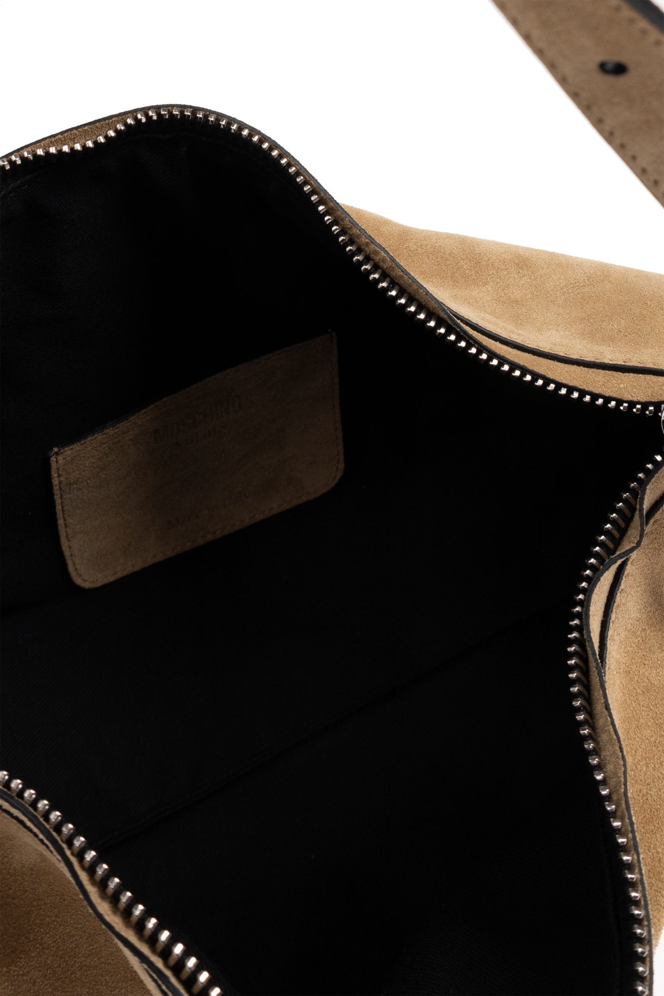 Moschino Suede Shoulder Bag In Nude