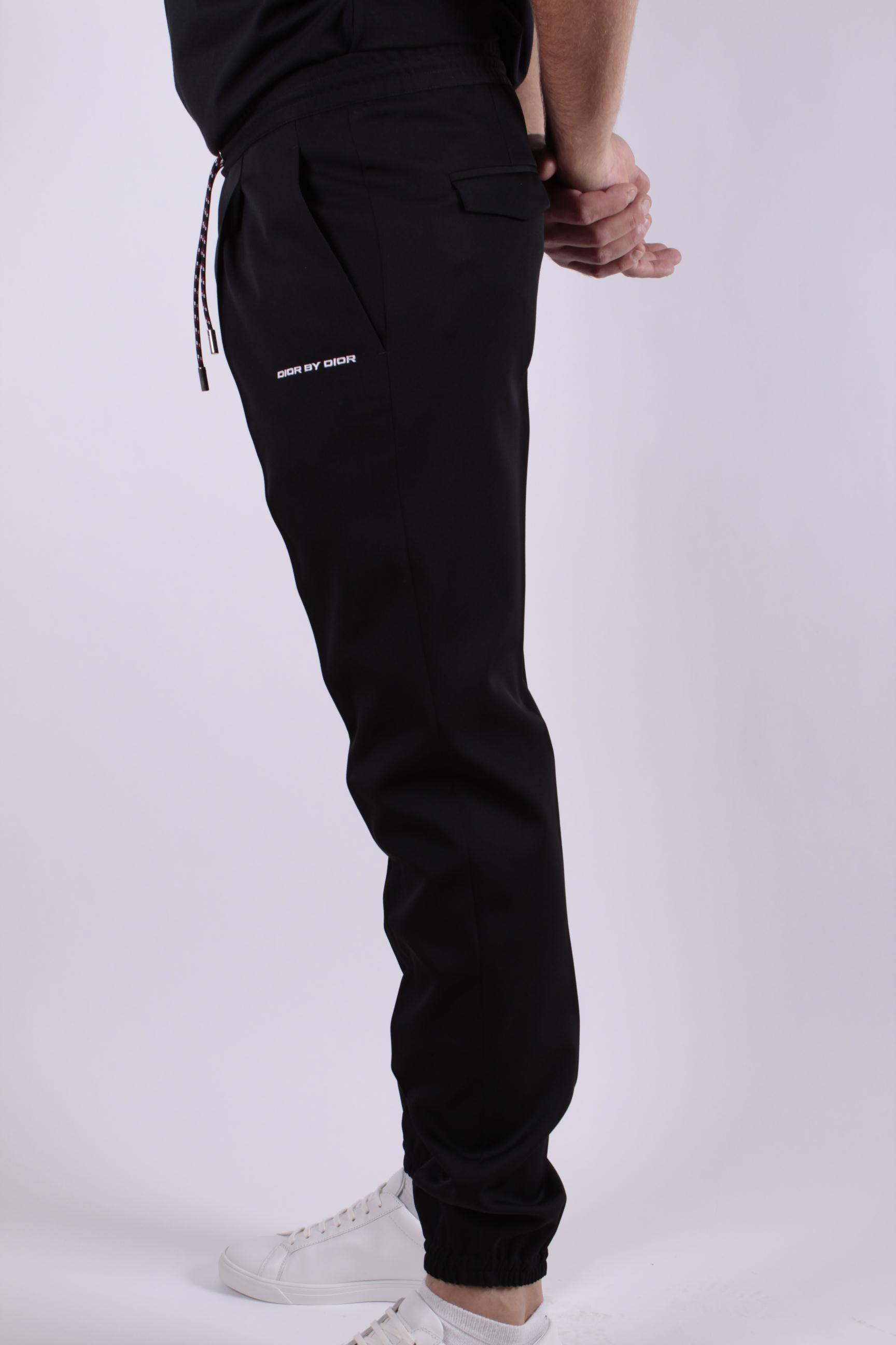 Dior Dark Blue Drawstring Sweatpants In Black