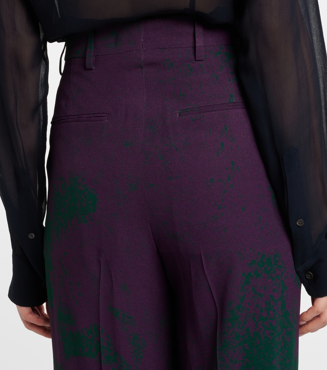 Dries Van Noten Printed Wide-leg Pants In Black