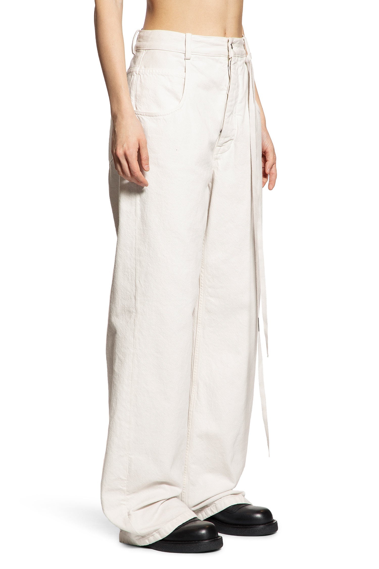 Ann Demeulemeester Belted Jeans In White