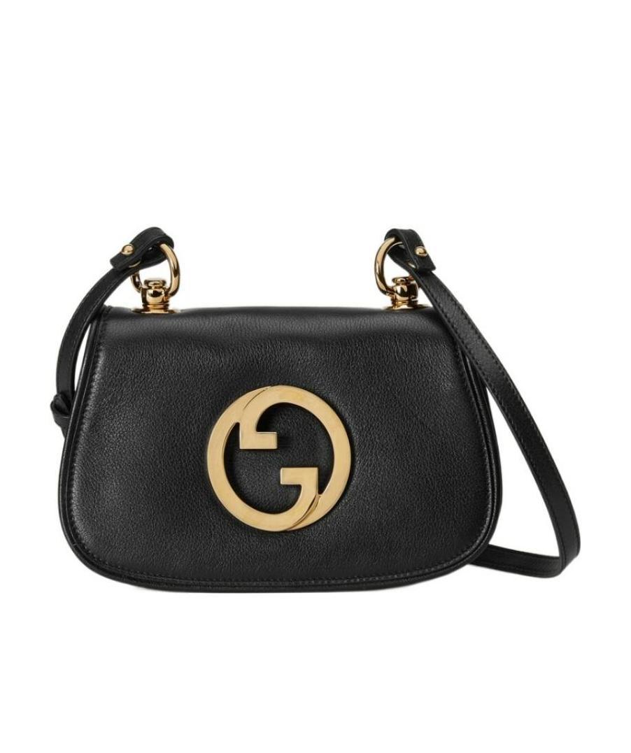 Gucci Leather Blondie Crossbody Bag With Adjustable Strap In Black