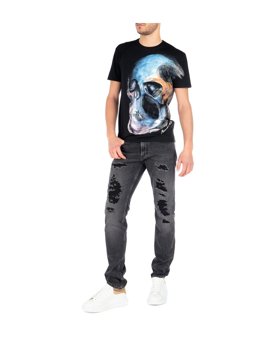 Alexander Mcqueen Skull Graffiti T-shirt In Black