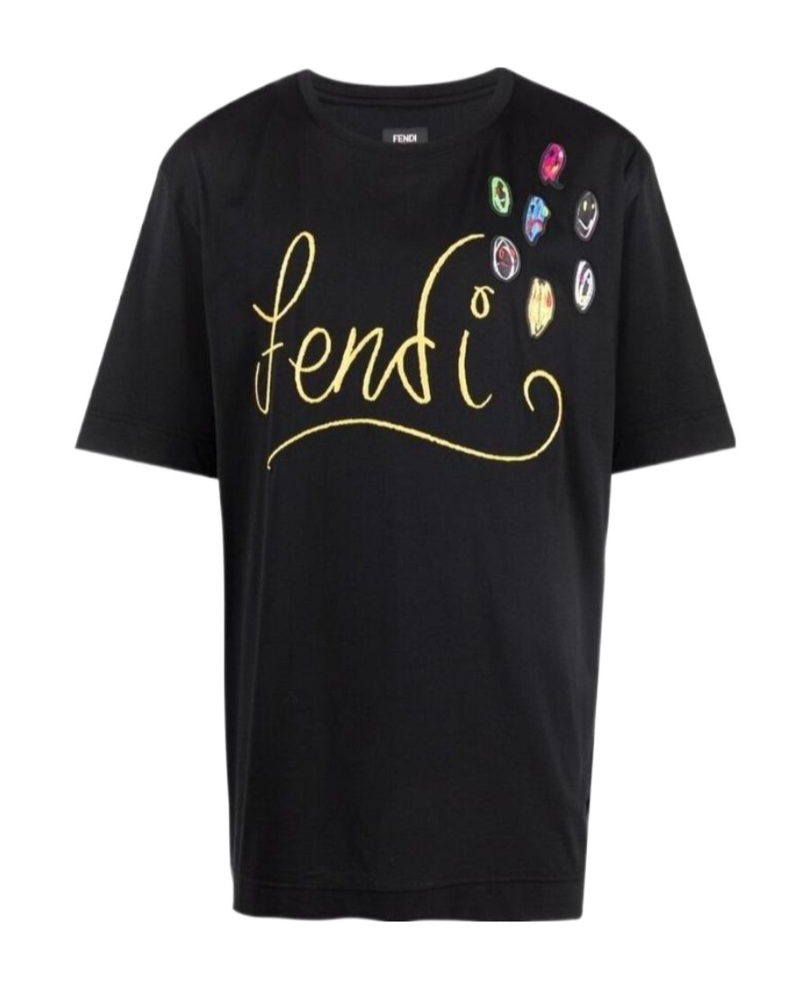 Fendi X Noel Fielding Logo-embroidered T-shirt In Black