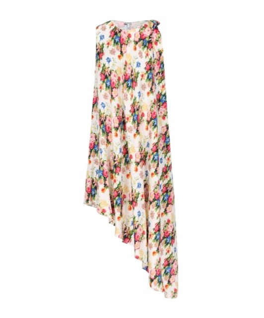 Loewe Asymmetrical Floral Print Dress In Nude