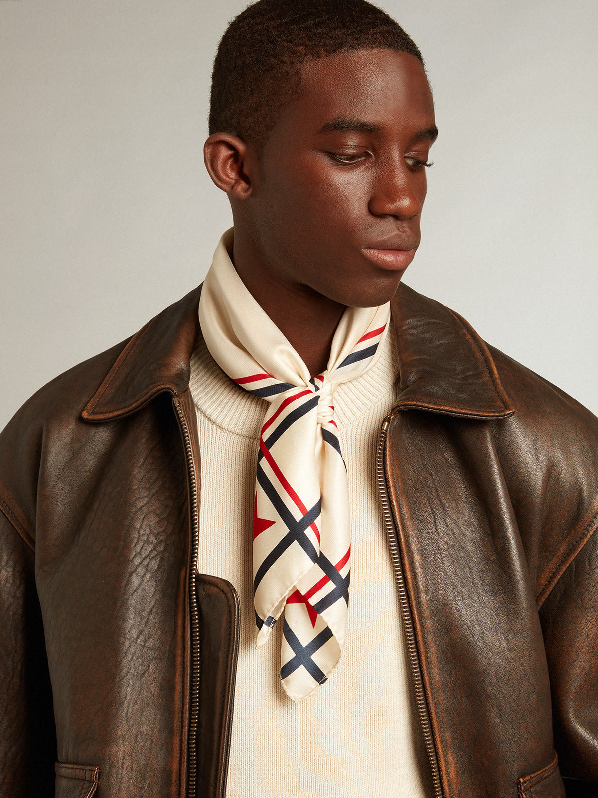 Golden Goose Louis Leather Aviator Jacket In Black
