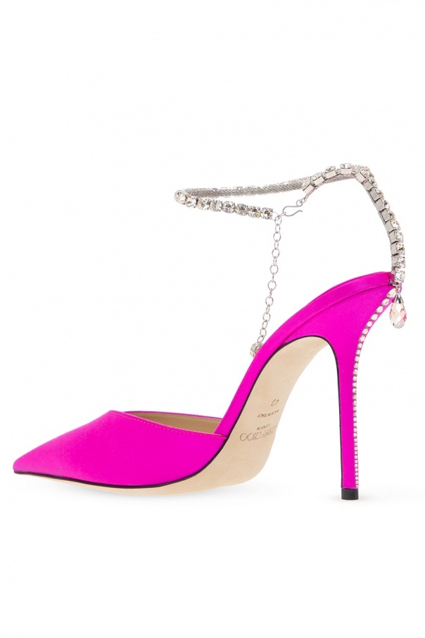 Jimmy Choo Saeda 100 Pink Satin Sandals In Pink