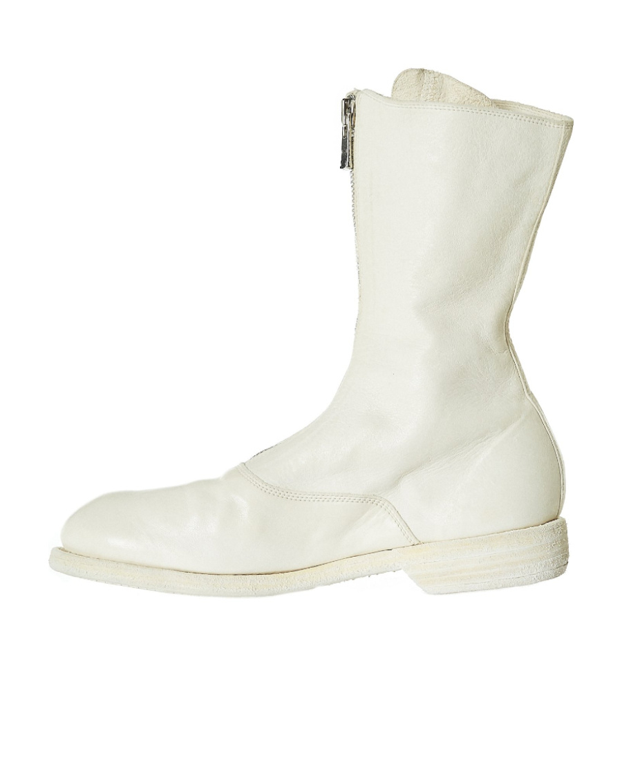 Guidi Women 310 Front Zip Military Boot In White