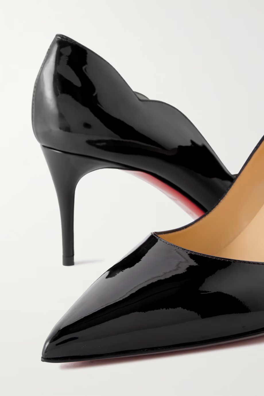 Christian Louboutin Hot Chick 70 Scalloped Patent-leather Pumps In Black