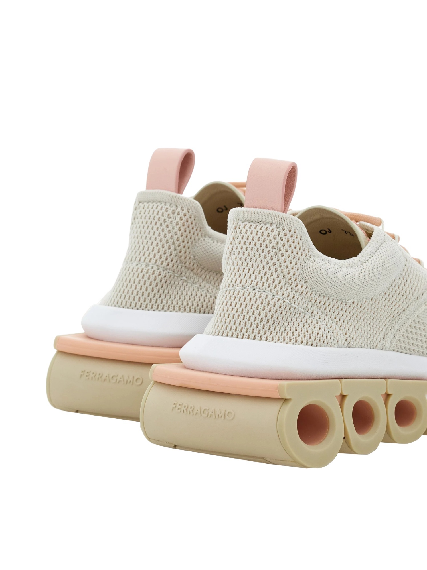 Ferragamo Mesh Perforated Pull Tab Rubber Sole Sneakers In Gray