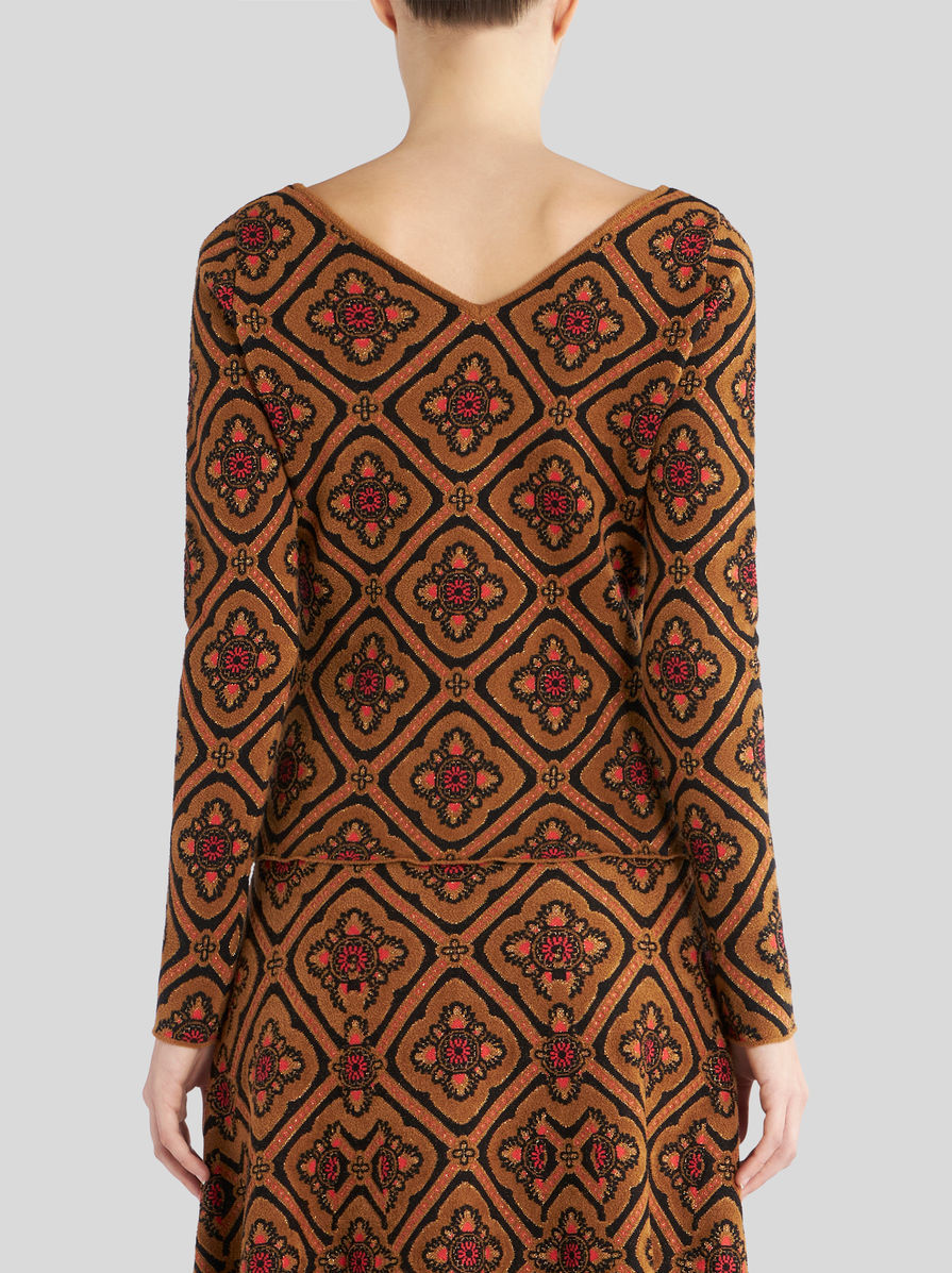 Etro Floral-jacquard Knitted Jumper In Brown