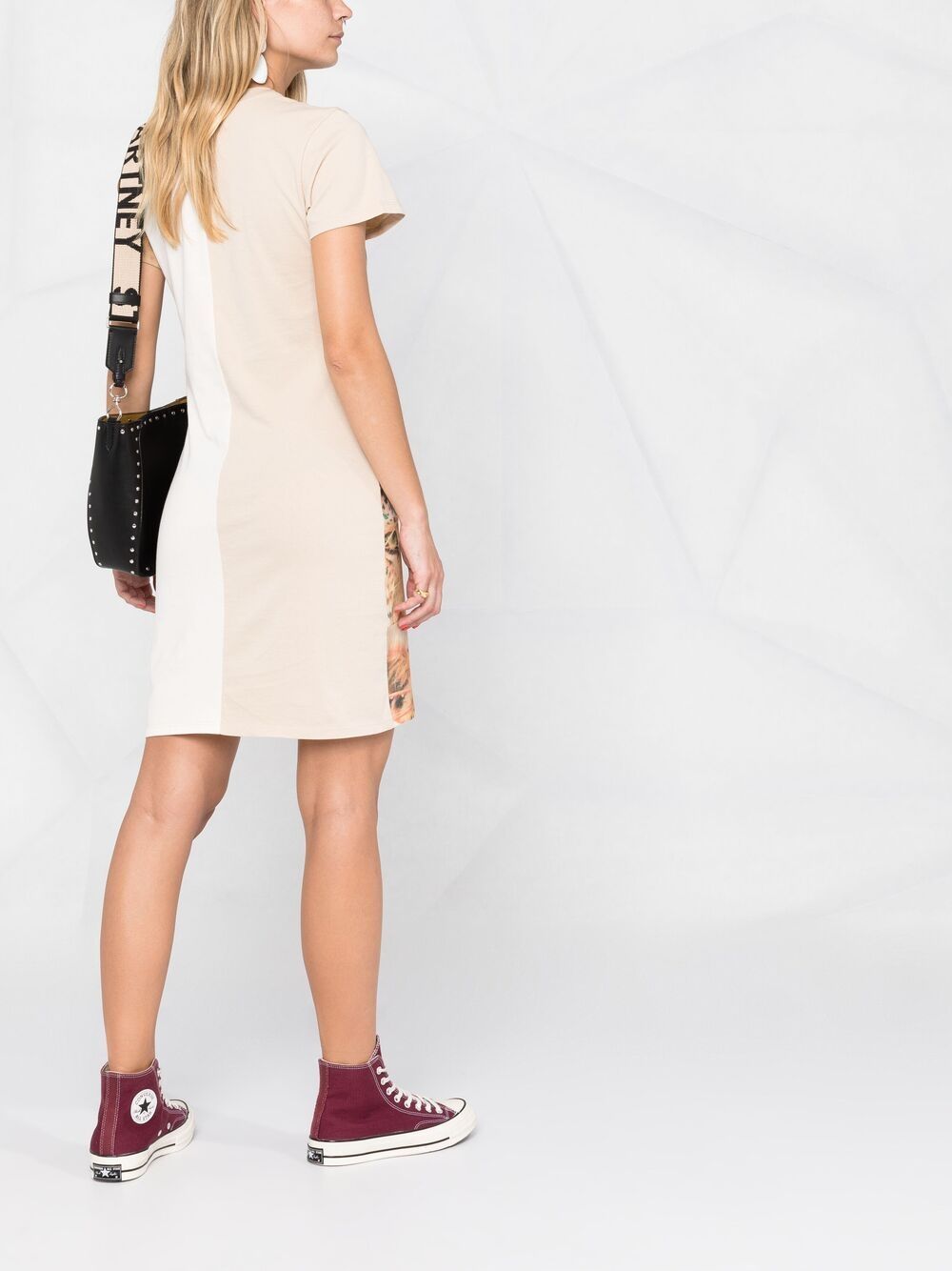 Stella Mccartney Animal Patchwork-print T-shirt Dress In Nude