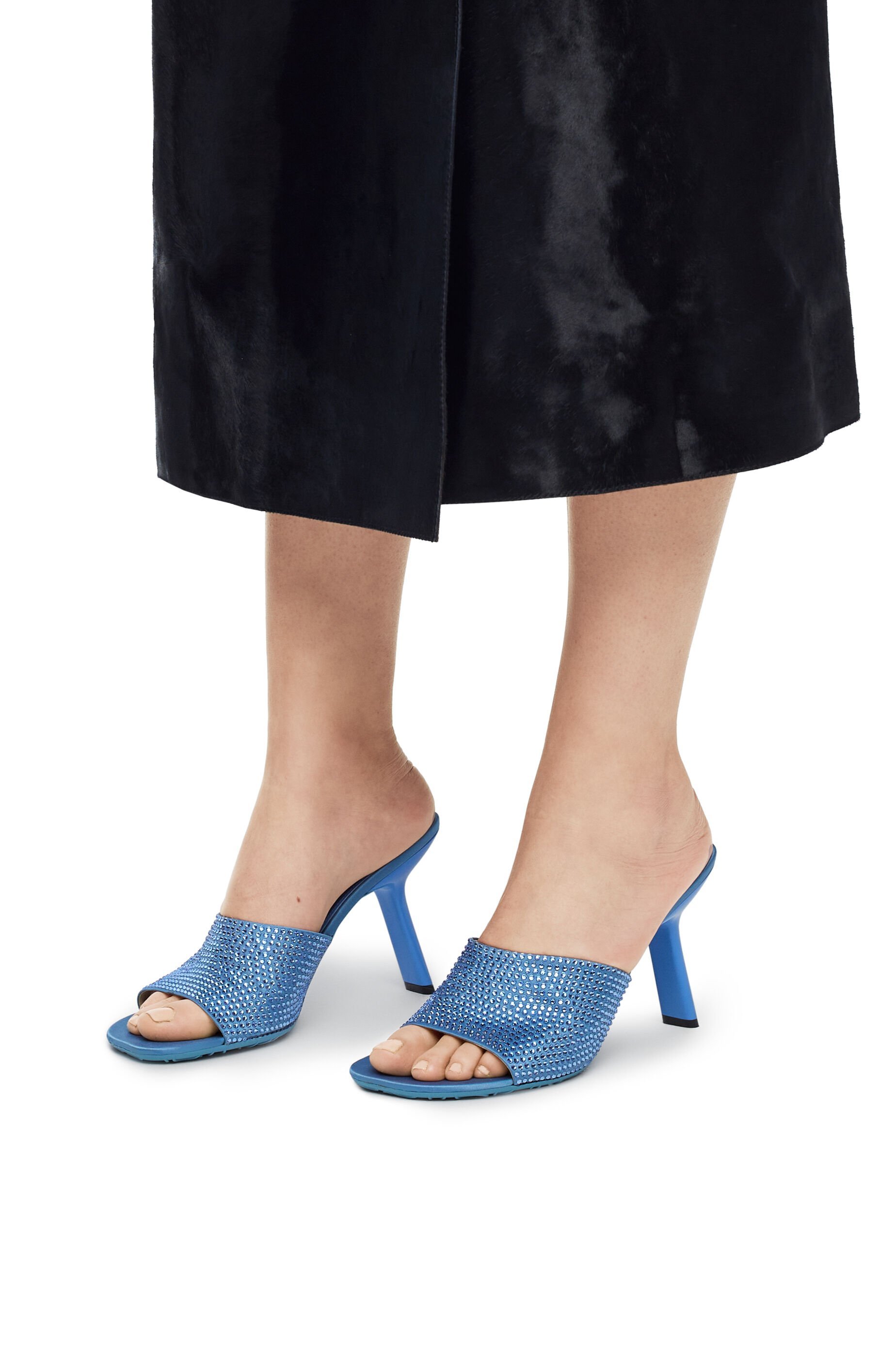 Loewe Petal Strassed 90 Mule In Blue