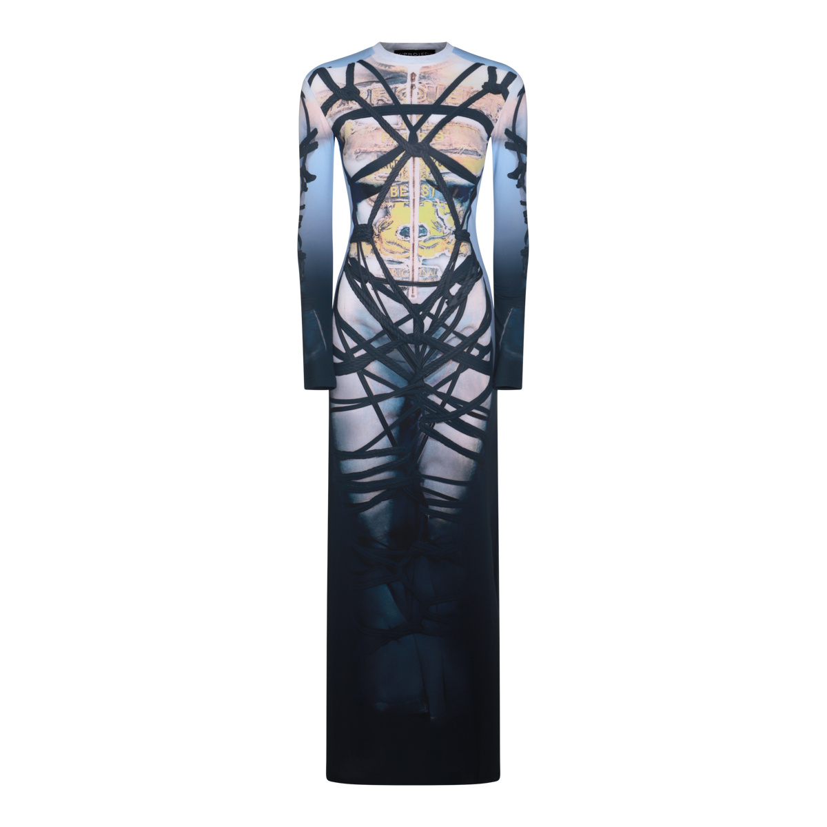 Y/project Jpg Bondage Jersey Long Dress In Blue