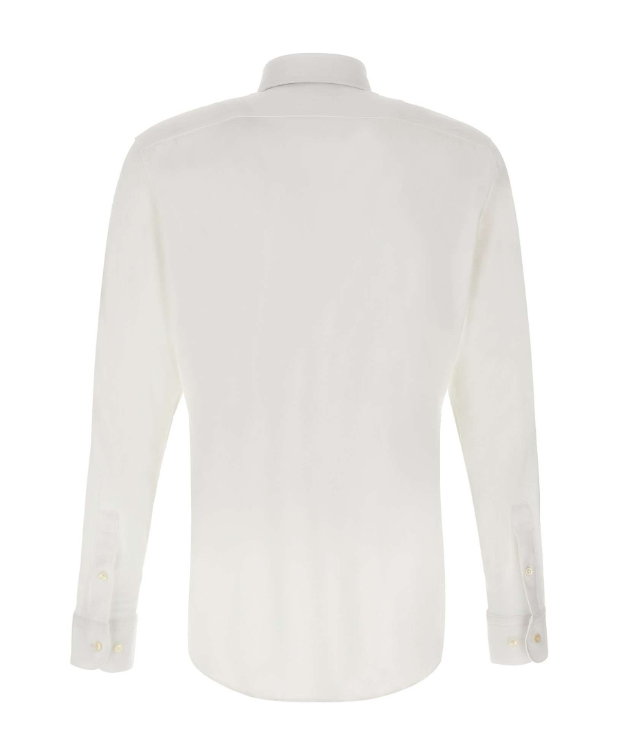 Hugo Boss Slim Fit Men's Viscose Shirt With Three-button Cuffs In White