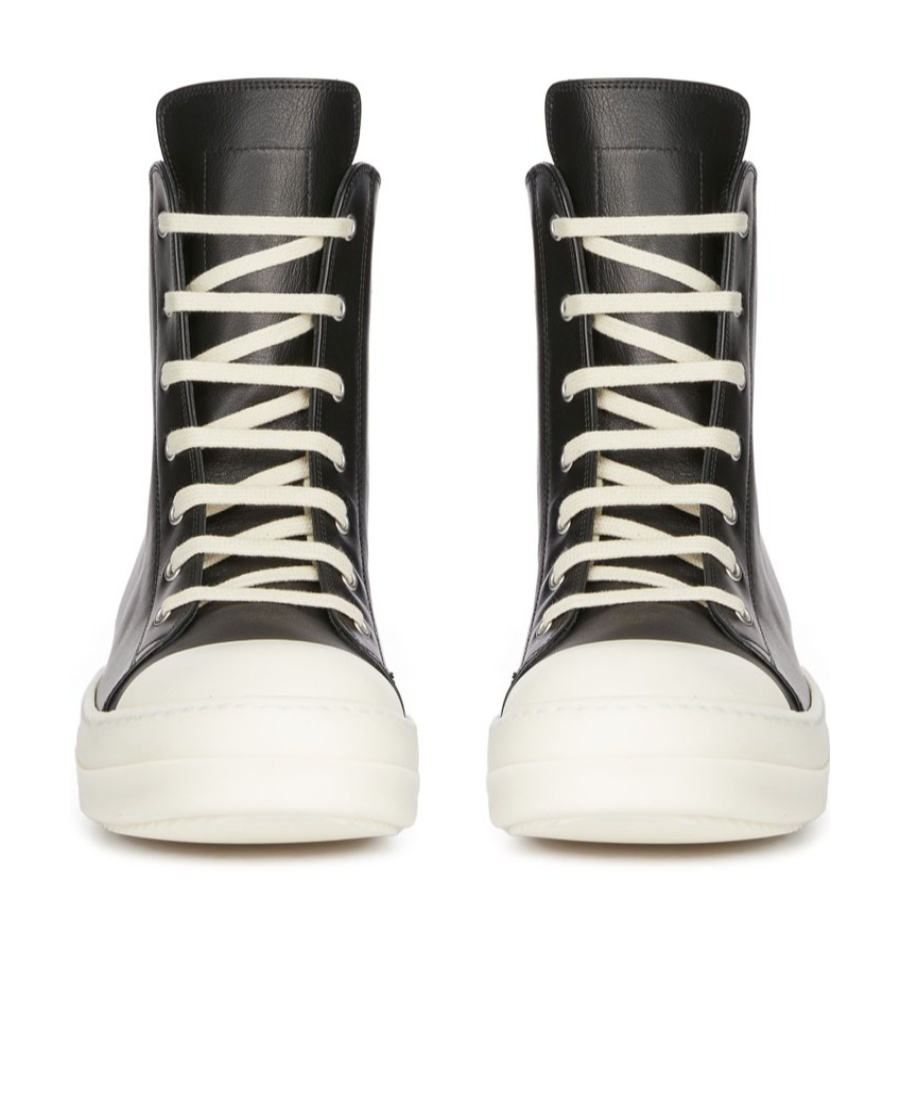 Rick Owens Contrasting-toe Cap Lace-up Sneakers In Black
