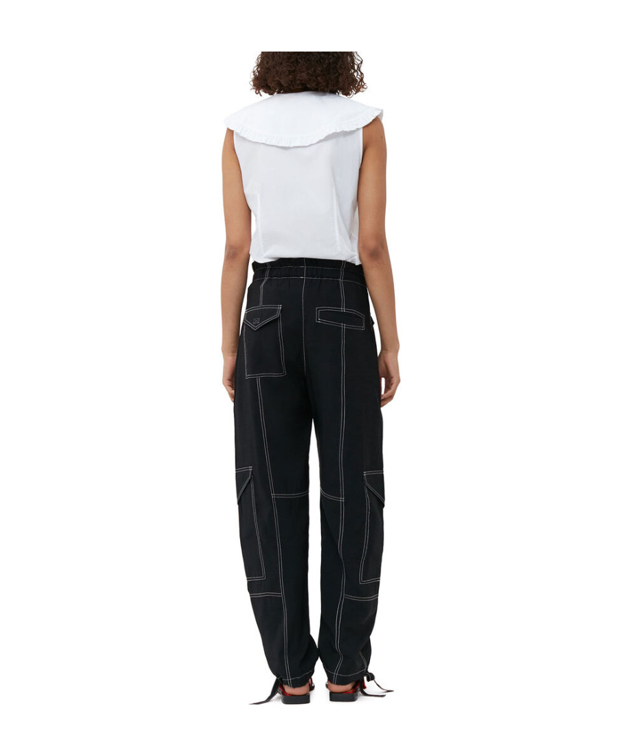 Ganni Straight Leg Cargo Pants In Black